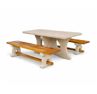Table de pique nique en béton et bois