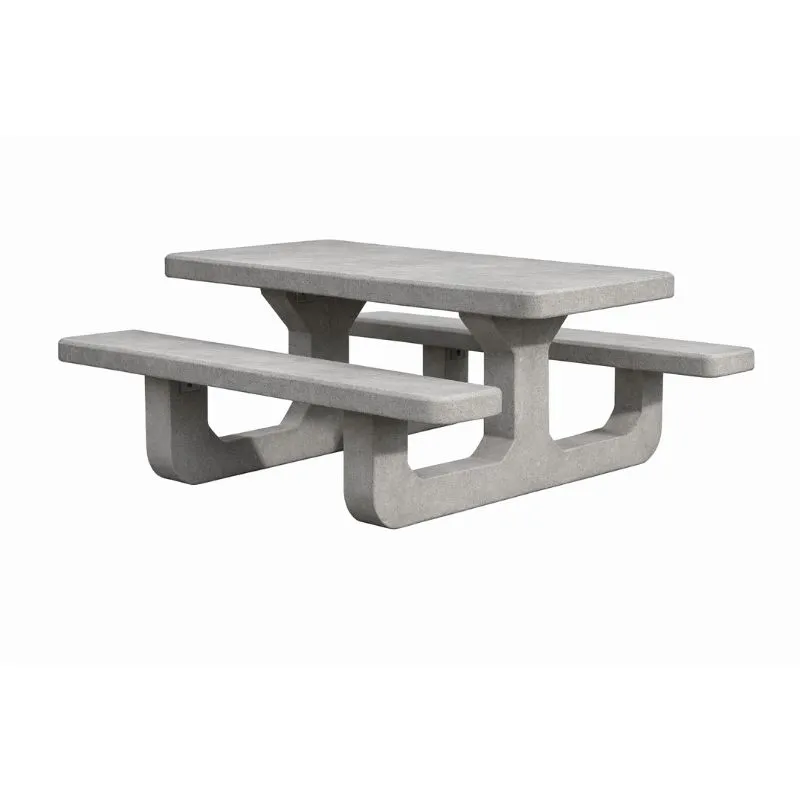 Table picnic avec bancs intégrés en béton Table picnic avec bancs intégrés en béton