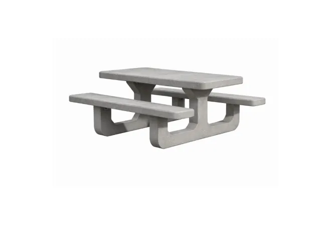 Table picnic avec bancs intégrés en béton Table picnic avec bancs intégrés en béton