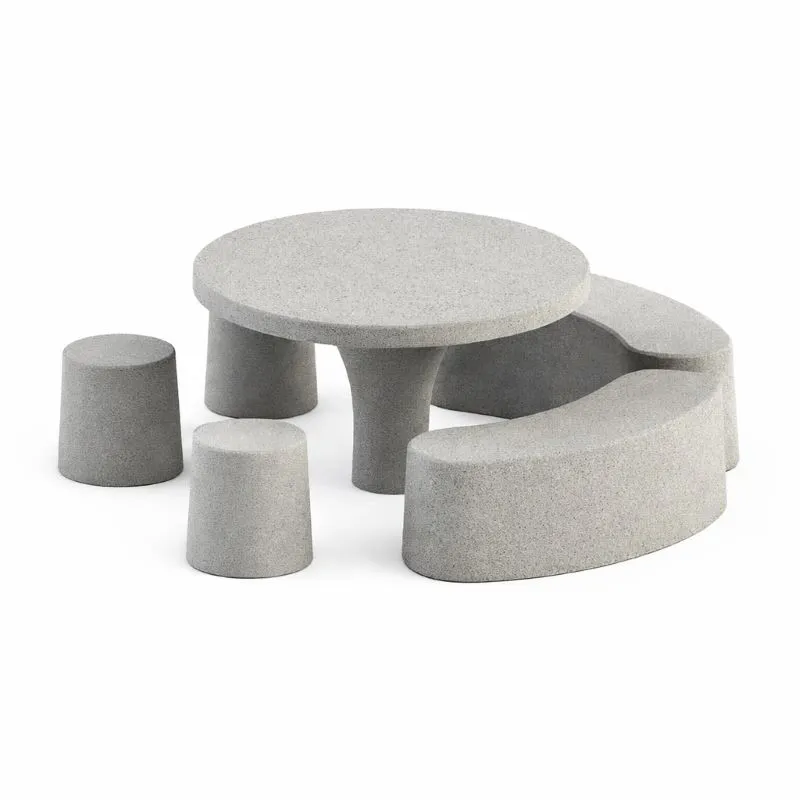 Table pique nique ronde en béton