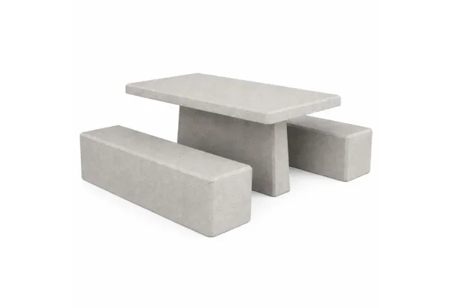 Table en béton avec banquette pour aire d'autoroute