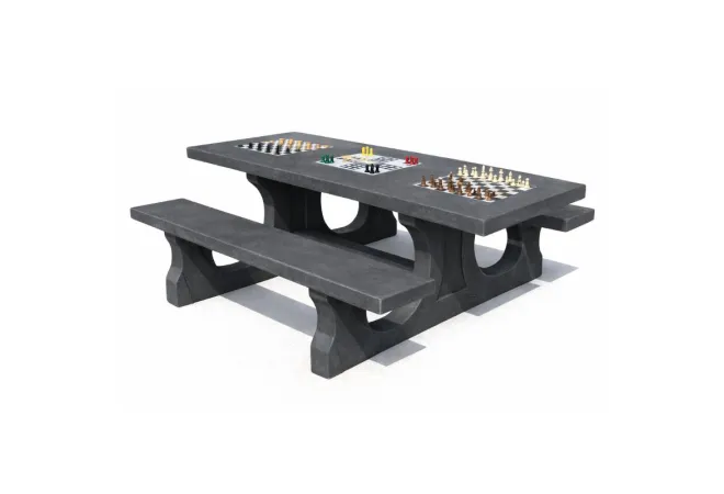 Table béton gris anthracite avec plateau de jeux