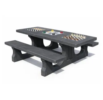 Table béton gris anthracite avec plateau de jeux