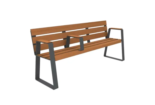 Banc public en lames HPL coloris teck