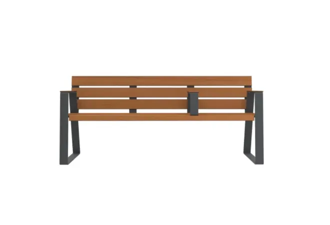 Banc urbain adapté sénior lames en HPL teck