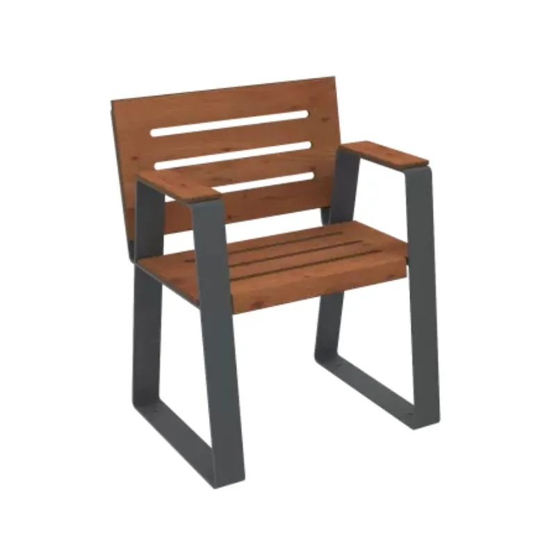 Assise ergonomique pour collectivités en acier et HPL pin tyrol