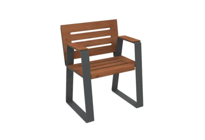 Assise ergonomique pour collectivités en acier et HPL pin tyrol