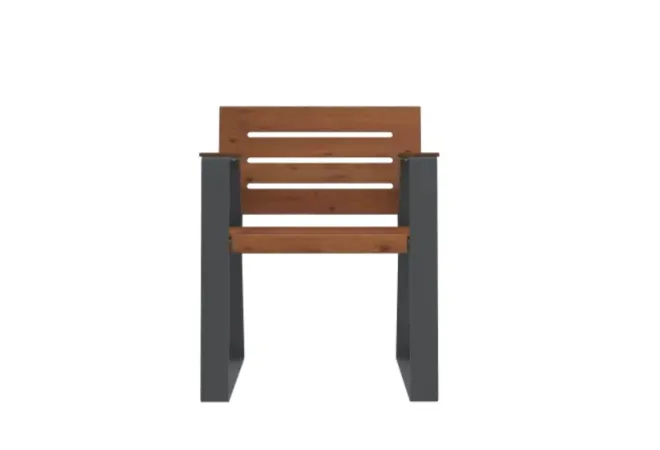 Fauteuil public robuste pour établissements de santé, HPL ajouré finition pin tyrol