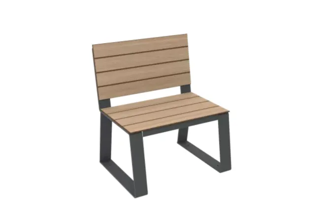 Fauteuil de parc en métal et HPL chêne clair