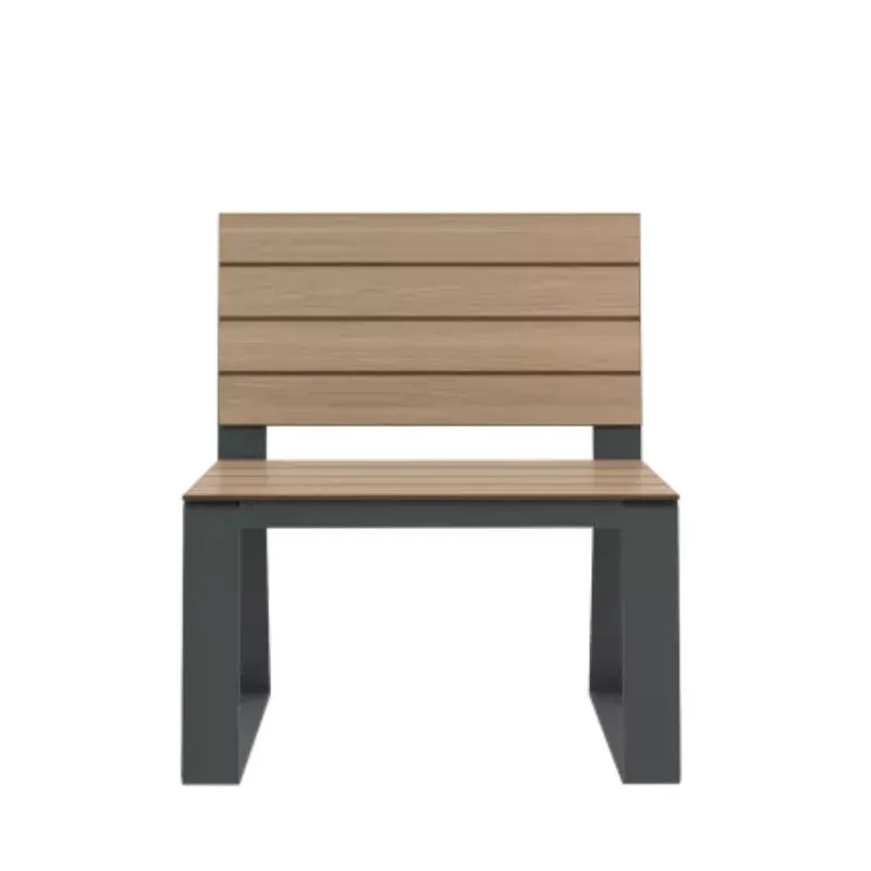 Fauteuil public en acier et HPL chêne clair, assise ergonomique vue de face