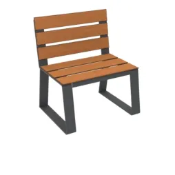 Assise individuelle extérieure en métal et HPL effet bois teck