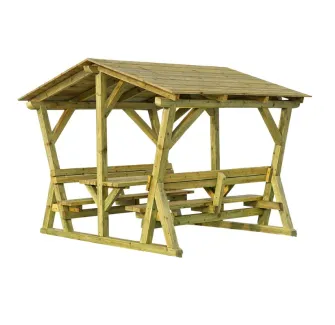 Table pique-nique en bois avec toiture Kiosque