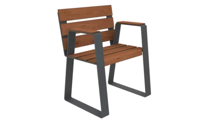 Fauteuil de ville pour sénior en lames HPL pin tyrol