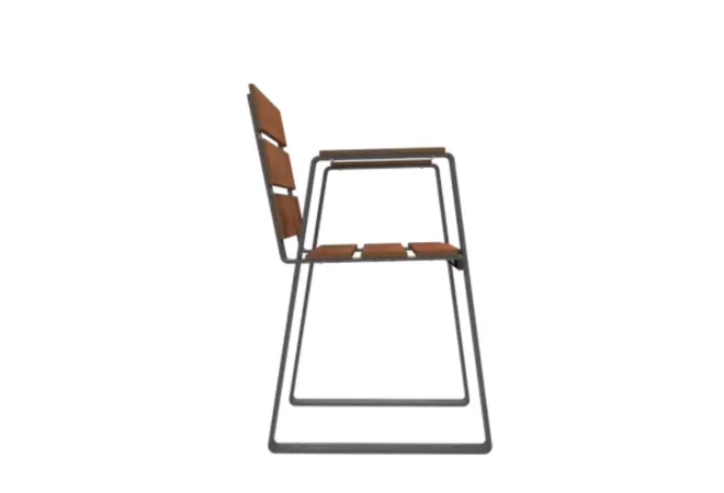 Fauteuil extérieur sénior structure acier et lames HPL pin Tyrol