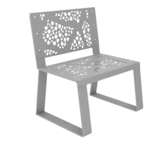 Fauteuil métallique extérieur en acier graphique gris métal