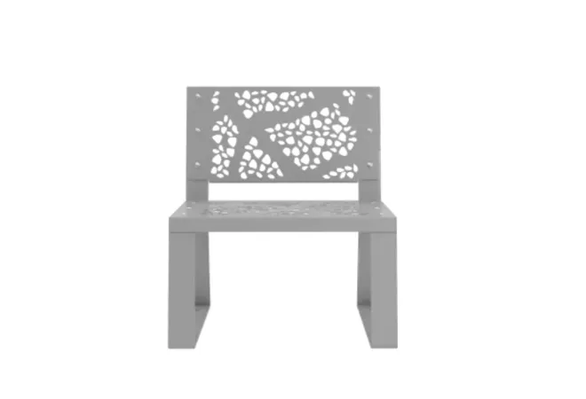 Fauteuil extérieur en acier découpé, coloris gris métal