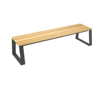 Banquette urbaine structure acier anthracite et assise bois