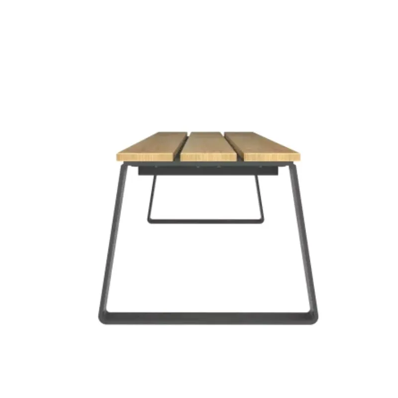 Banquette structure métallique et assise lames en bois