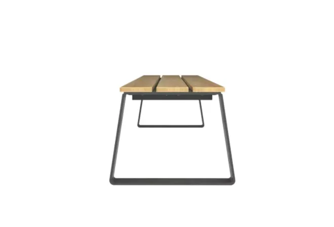 Banquette structure métallique et assise lames en bois