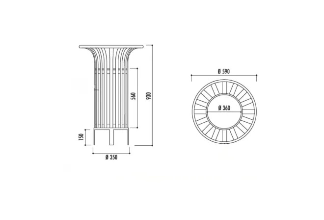 Schéma de la poubelle Tulipe
