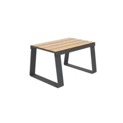 Banc public 1 place en acier et HPL effet lames chêne clair