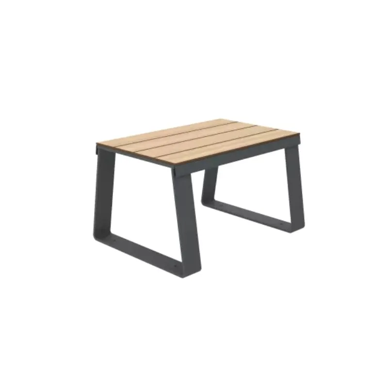 Banc public 1 place en acier et HPL effet lames chêne clair