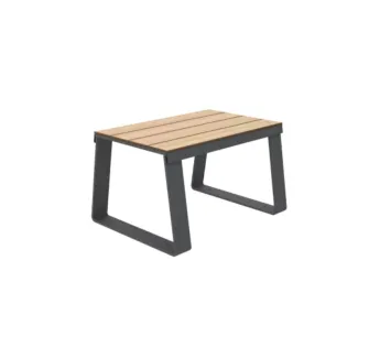 Banc public 1 place en acier et HPL effet lames chêne clair