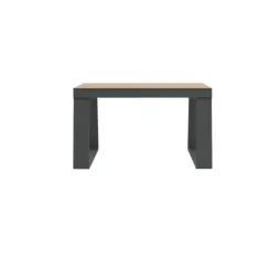 Banquette publique acier anthracite et HPL chêne clair