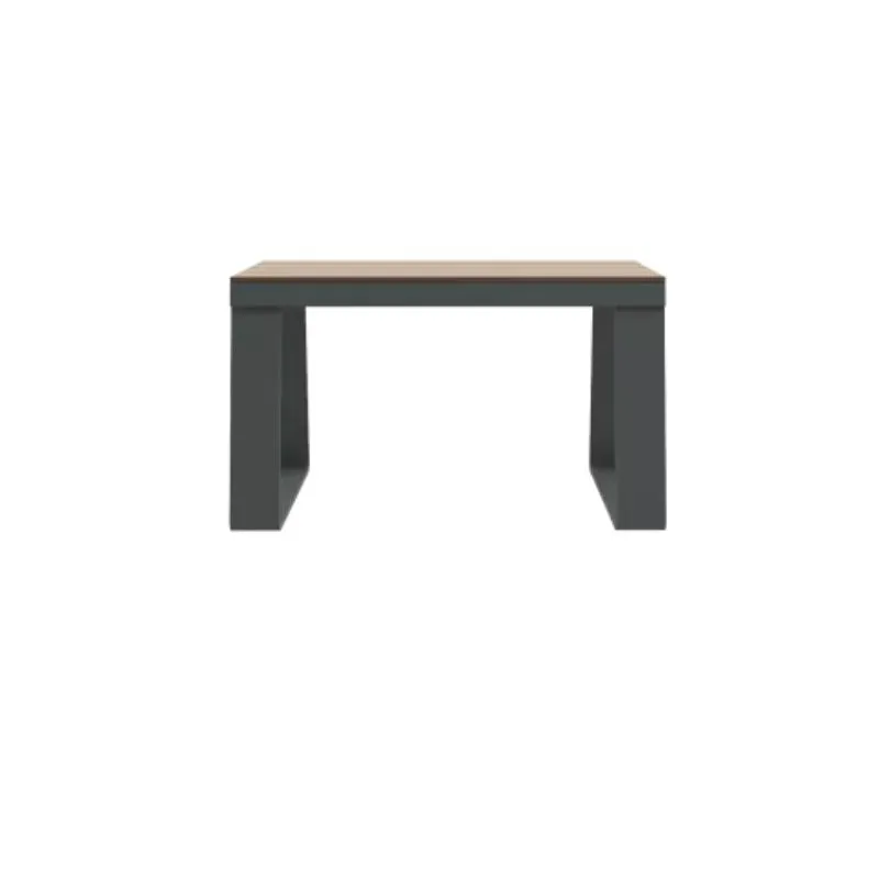 Banquette publique acier anthracite et HPL chêne clair