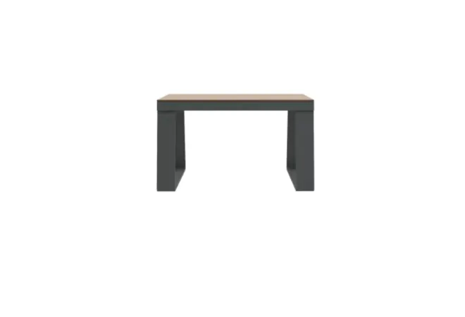 Banquette publique acier anthracite et HPL chêne clair