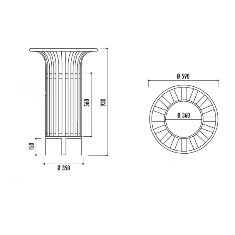 Schéma de la corbeille tulipe renforcée