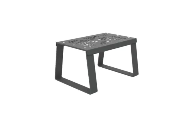 Banquette publique en acier découpé au laser gris anthracite