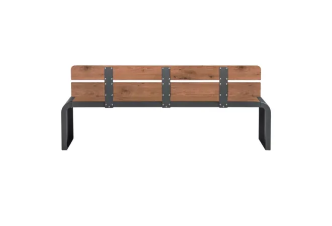 Banc extérieur structure acier anthracite et lames HPL pin Tyrol