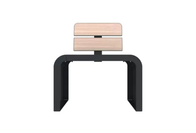 Banc individuel pour extérieur acier et lames HPL chêne clair