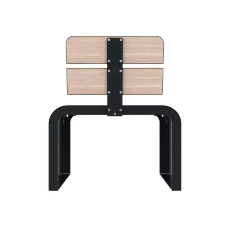 Fauteuil extérieur structure métallique assise/dossier lames HPL chêne clair