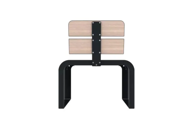 Fauteuil extérieur structure métallique assise/dossier lames HPL chêne clair