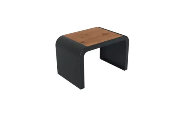 Banquette publique 1 place acier et lames HPL pin Tyrol