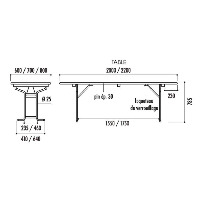 Schéma de la table de brasserie Vienne