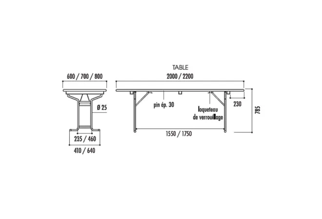 Schéma de la table de brasserie Vienne