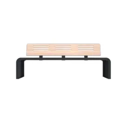 Banc en HPL ajouré chêne clair et acier anthracite Banc en HPL ajouré chêne clair et acier anthracite