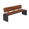 Banc public en acier et HPL teinte pin Tyrol, effet lames