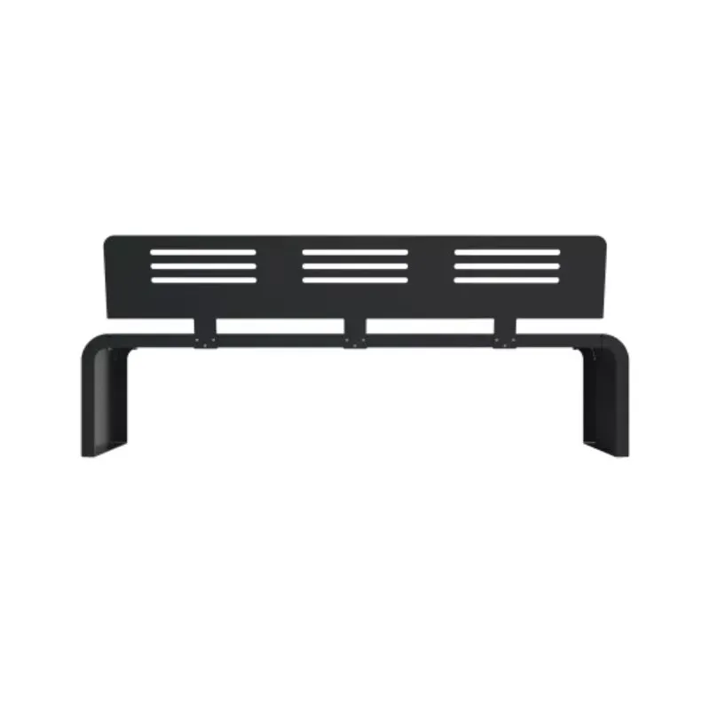 Banc urbain moderne anthracite avec pieds en acier roulé robuste