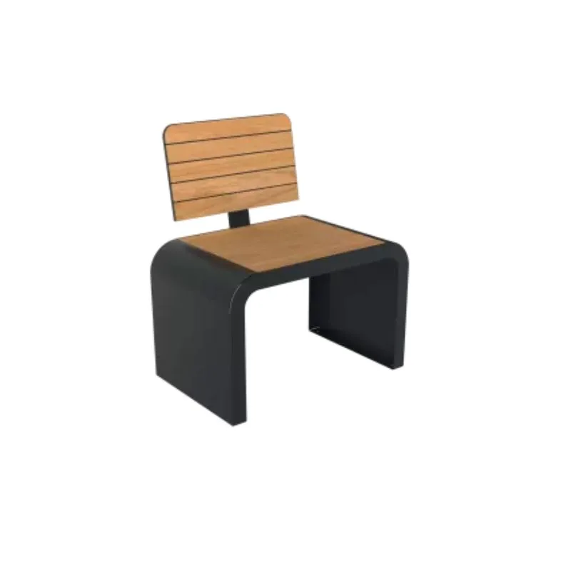 Fauteuil urbain 1 place en acier et HPL finition Teck