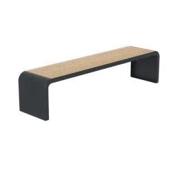 Banquette urbaine 2m en acier et HPL coloris Chêne Clair Banquette urbaine 2m en acier et HPL coloris Chêne Clair