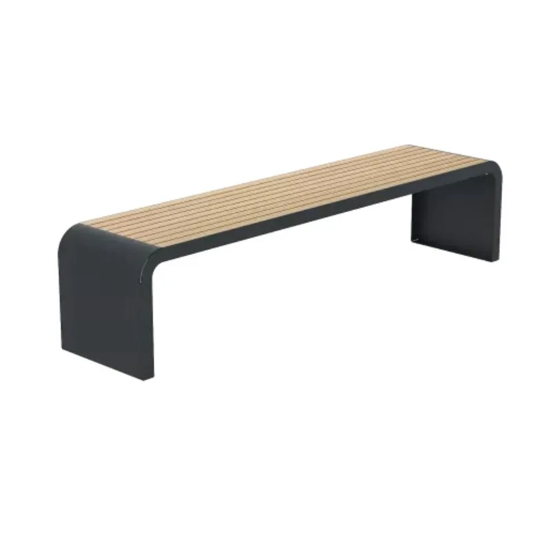 Banquette urbaine 2m en acier et HPL coloris Chêne Clair Banquette urbaine 2m en acier et HPL coloris Chêne Clair