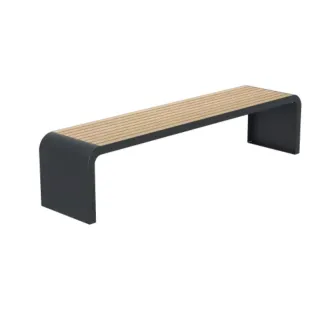 Banquette urbaine 2m en acier et HPL coloris Chêne Clair