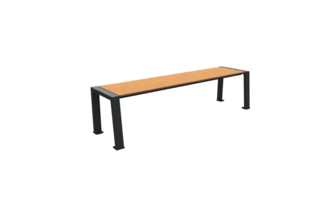 Banquette en métal et HPL finition teck