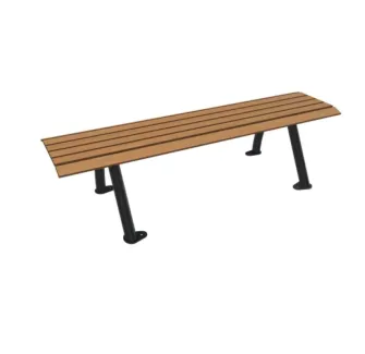 Banquette de ville acier et HPL effet lames teinté teck