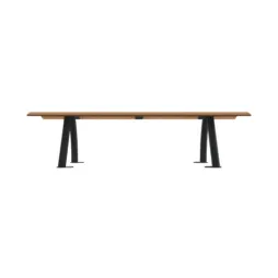 Banquette ergonomique acier gris anthracite et HPL teck Banquette ergonomique acier gris anthracite et HPL teck