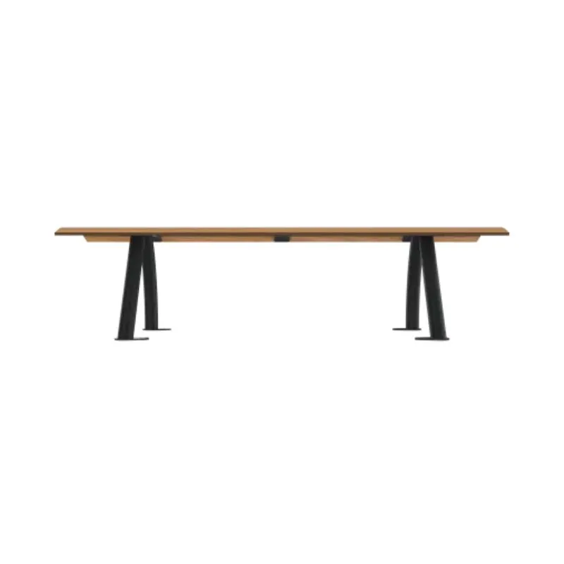 Banquette ergonomique acier gris anthracite et HPL teck Banquette ergonomique acier gris anthracite et HPL teck